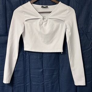 NWOT White Fox‎ Burnout "Closing In" LS Crop Top Size M Whimsigoth Pop Punk Edgy